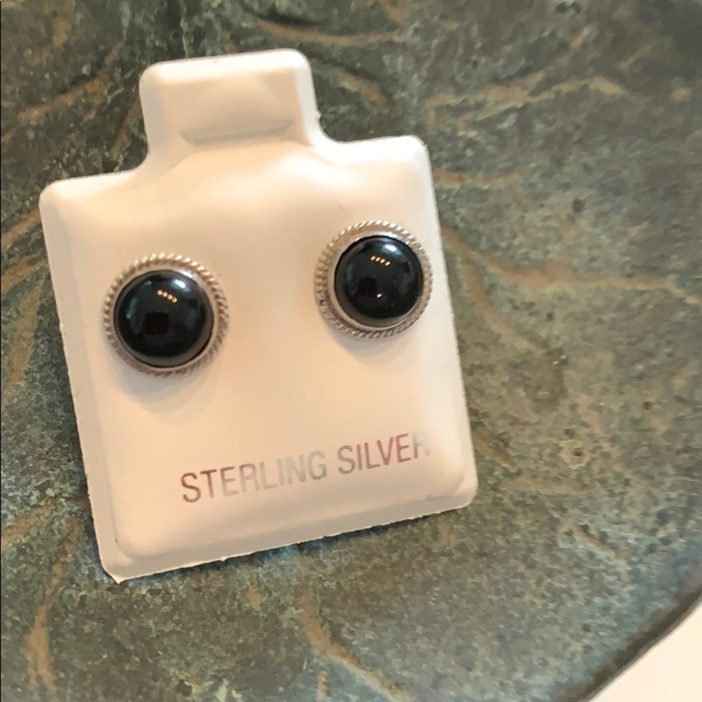 Sterling Silver Black Onyx stud